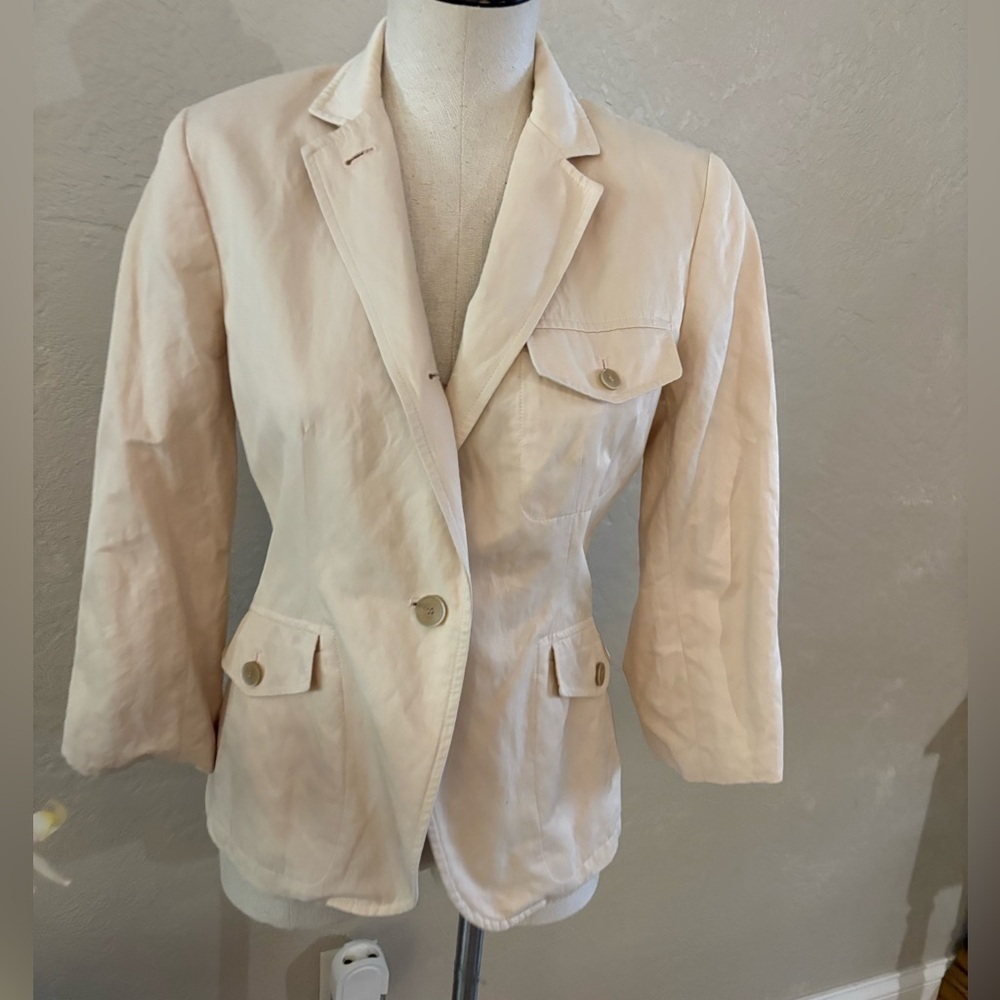 Women's Talbots Cream/Beige Blazer Jacket - Classic Tailored Style Sz 10P